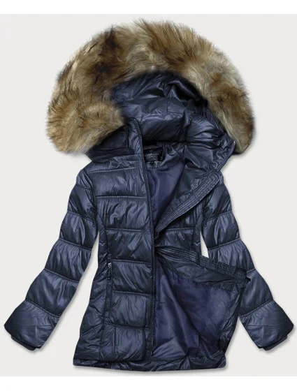 Dámska tmavomodrá prešívaná prechodná bunda (H-205)