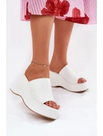 Eko Kožené Pantofle Dámské Na Platformě A Klínu Bílé model 21688543 - Boto