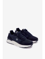 Buty Sportowe Sneakersy Męskie Na Platformie Granatowe Hanirin
