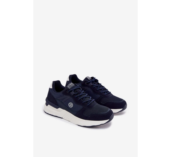 Buty Sportowe Sneakersy Męskie Na Platformie Granatowe Hanirin