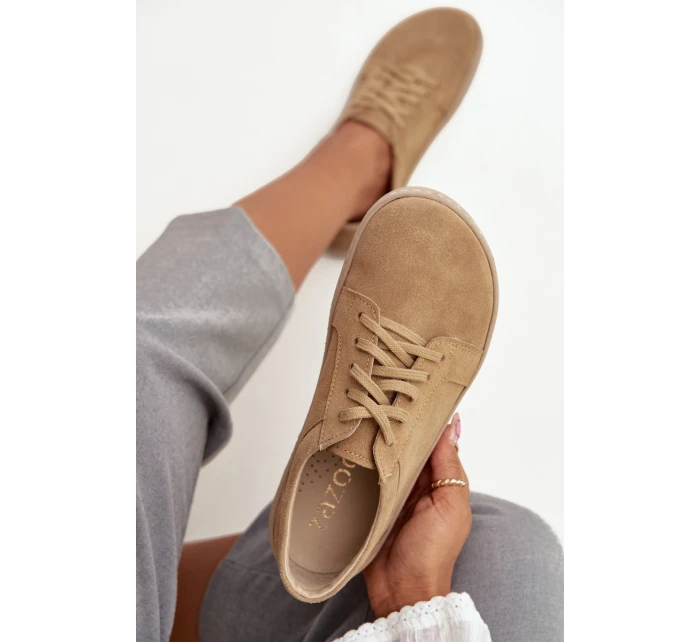 Trampki Typu Barefoot Z Naturalnego Zamszu Zazoo 314 Beżowe