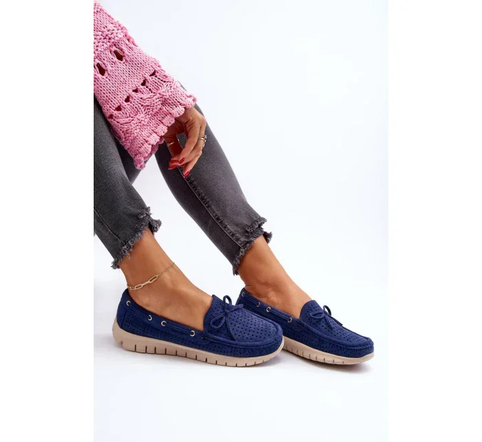 Dámské mokasíny s mašlí, tmavě modrá Reece