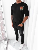 Pánske tričko s potlačou čierne FashionStreet RX5304