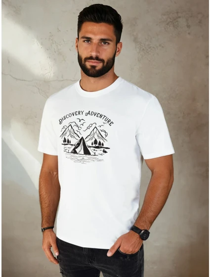 Pánské bílé tričko s potiskem Dstreet model 21973778 - FashionStreet Pánské bílé tričko s potiskem Dstreet model 21973778 - FashionStreet