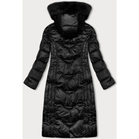 Čierna dlhá vypasovaná zimná bunda S'WEST (B8201-1)