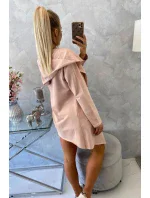 Voľná pláštenka s kapucňou tmavo púdrovo ružová