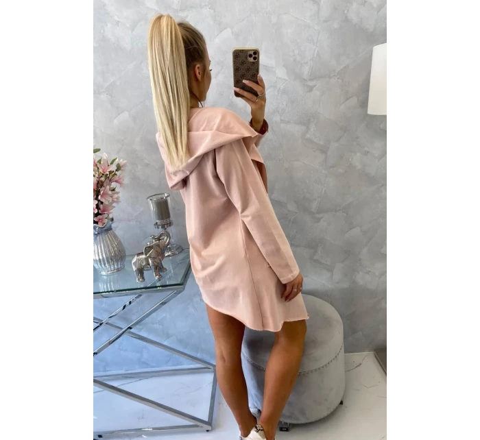 Voľná pláštenka s kapucňou tmavo púdrovo ružová