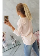 Letná dievčenská blúzka s potlačou púdrovo ružová