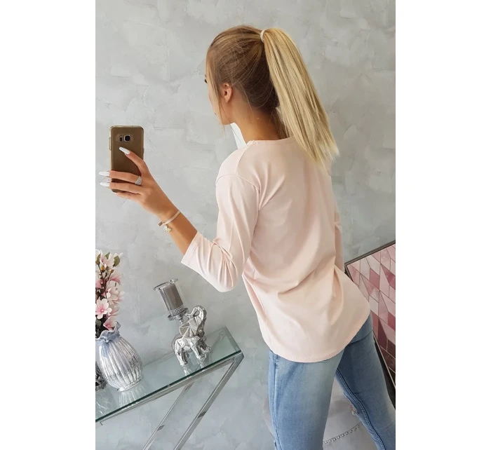 Letná dievčenská blúzka s potlačou púdrovo ružová