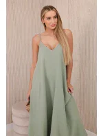 Mušelínové šaty bez ramienok svetlo khaki