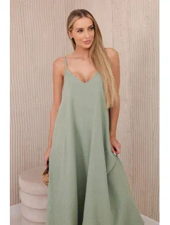 Mušelínové šaty bez ramienok svetlo khaki