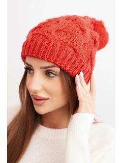 Dámská zimní čepice vlněná s krystaly a vzorem model 21859325 mocca - K-Fashion