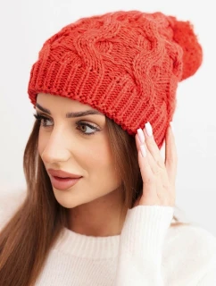 Dámská zimní čepice vlněná s krystaly a vzorem model 21859325 mocca - K-Fashion