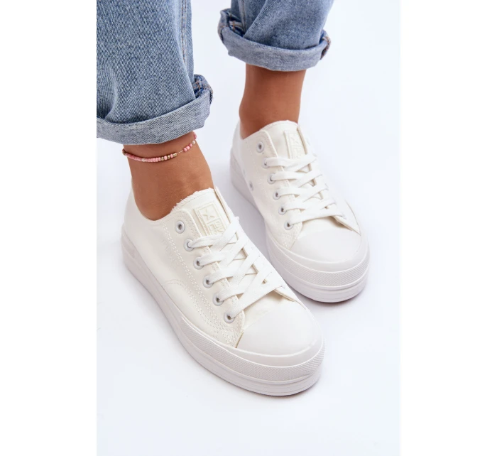 Trampki Damskie Materiałowe Białe Staneva