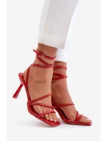 Stylové Sandály Na Podpatku S Pásky Červené model 21679427 - Boto
