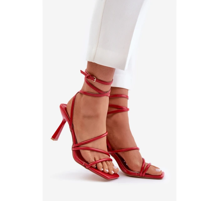 Stylové Sandály Na Podpatku S Pásky Červené model 21679427 - Boto