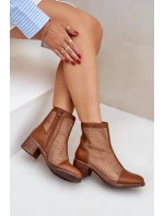 Síťované Dámské Boty Na Podpatku Hnědé model 21683781 - Boto Síťované Dámské Boty Na Podpatku Hnědé model 21683781 - Boto