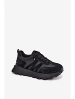 Kožené semišové dámské tenisky na platformě Vinceza 41520 Černé