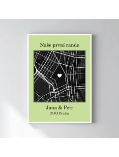 Personalizovaný plakát v rámu - 50x70 - mapa