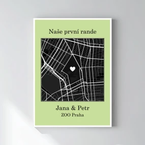 Personalizovaný plakát v rámu - 50x70 - mapa Personalizovaný plakát v rámu - 50x70 - mapa