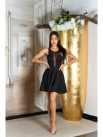 Dámske sexy mini šaty s priehľadným výstrihom 50226 Čierna - KouCla
