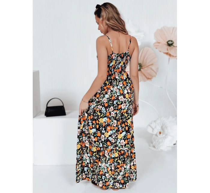 maxi šaty černé s květinami model 21990235 - Dstreet