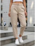 Dámske džínsy s vysokým pásom a opaskom béžovej farby FashionStreet UY2917