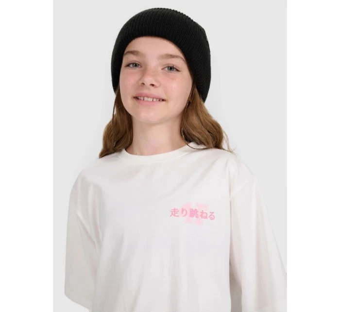 Dievčenské tričko oversize s potlačou 4F 4FJRAW25TTSHF2935-11S Dievčenské tričko oversize s potlačou 4F 4FJRAW25TTSHF2935-11S