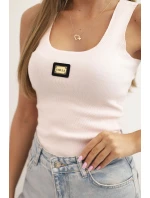 Dámsky prúžkovaný top s ozdobnými aplikáciami púdrovo ružový