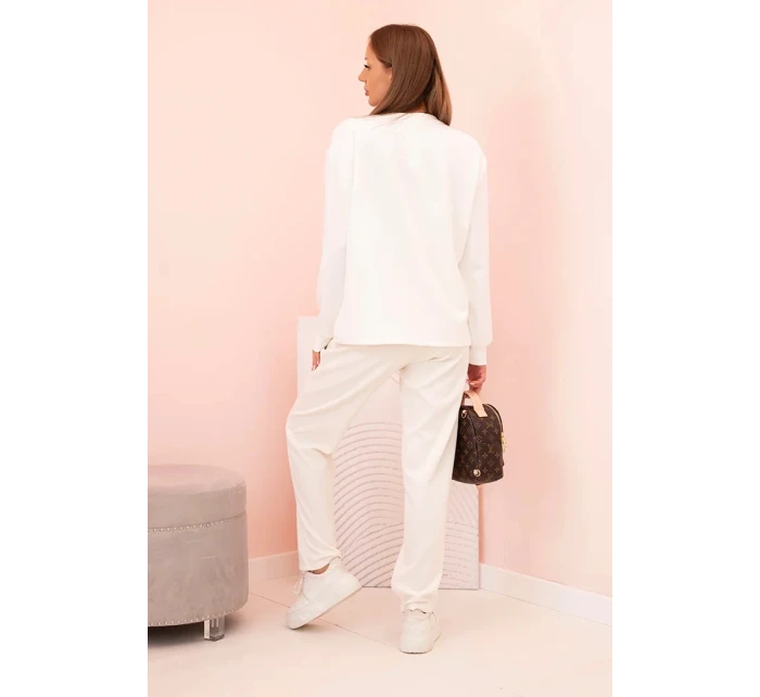 Komplet dámský máslový mikina a kalhoty s gumou ecru Komplet dámský máslový mikina a kalhoty s gumou ecru