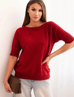 Dámsky viskózový sveter s krátkym rukávom bordovej farby