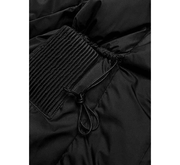 Čierna dámska bunda s kapucňou (HO-22)