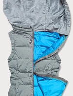 Dámska vesta s kapucňou a pletenou kapucňou sivomodrá (DW-21604)