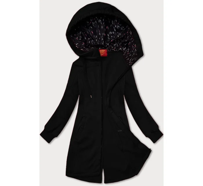 Černá dlouhá dámská rozepínací mikina s kapucí model 20829939 - LHD