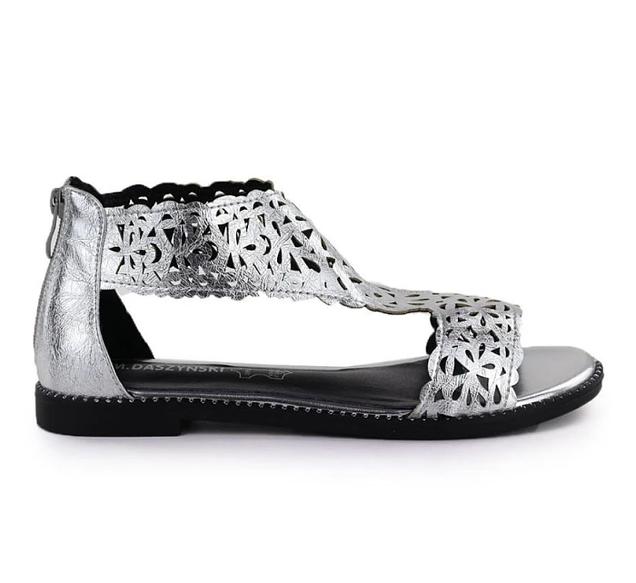 Dámske strieborné šnurovacie sandále M.Daszynski MR24148-2 Dámske strieborné šnurovacie sandále M.Daszynski MR24148-2