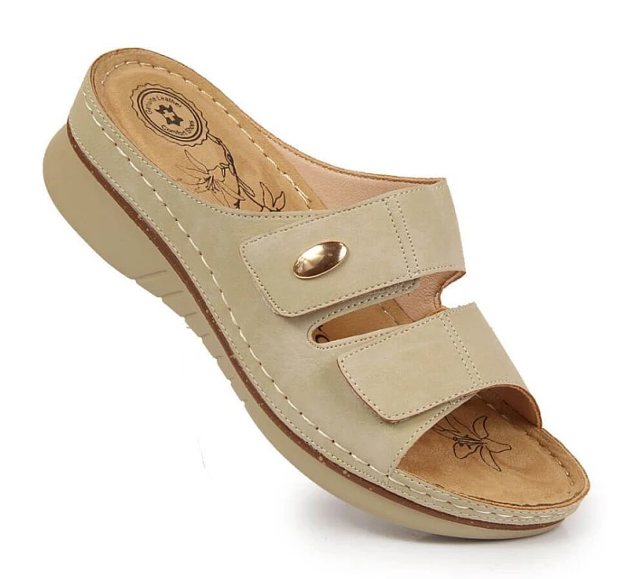 Žabky na suchý zips eVento W EVE224B beige