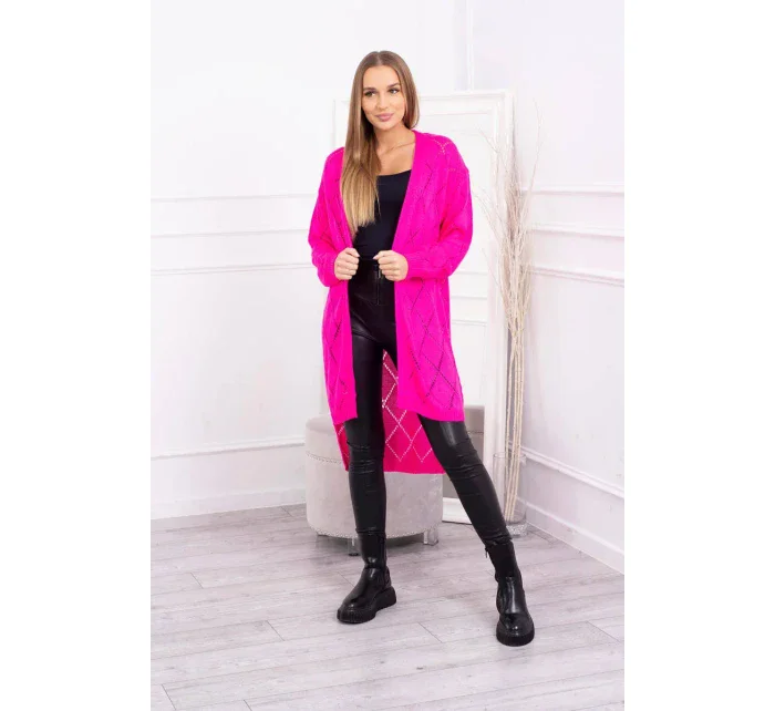 Svetr s geometrickým vzorem růžový neon Svetr s geometrickým vzorem růžový neon