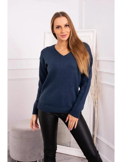 Džínsový sveter s výstrihom do V