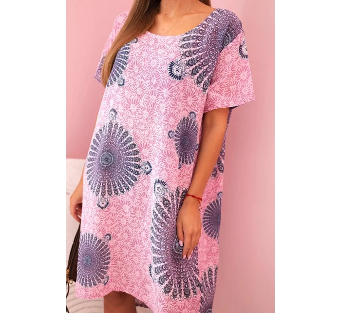 Dámské bavlněné šaty s model 21142758 vzorem světle růžová - K-Fashion