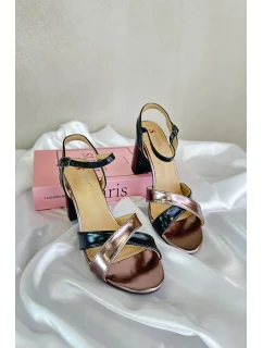 Eko Skórzane Sandały Na Obcasie Słupku Czarne Abilica