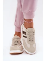 Sneakersy Damskie Z Eko Zamszu Panterka Beżowe Marinils