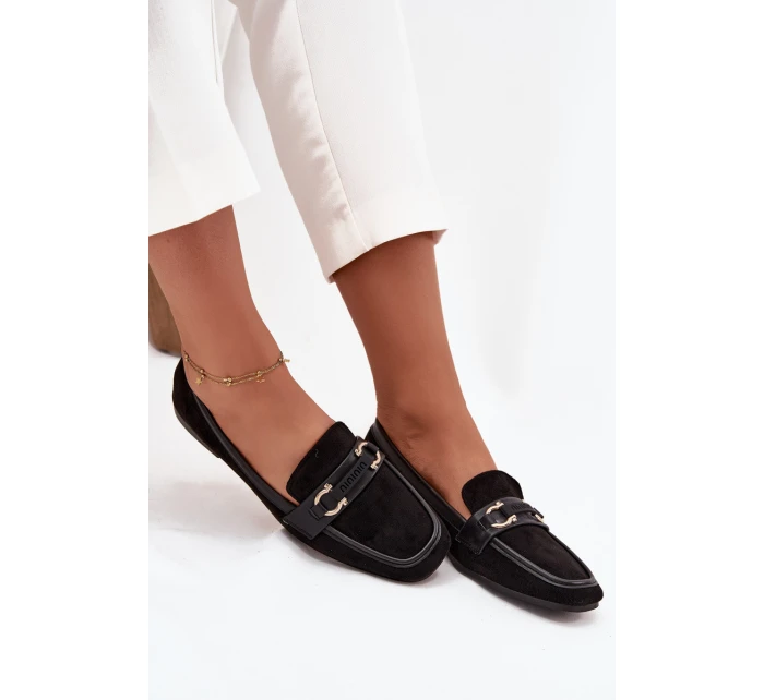 Mokasyny Loafersy Damskie Z Ozdobnym Elementem Czarne Evelora Mokasyny Loafersy Damskie Z Ozdobnym Elementem Czarne Evelora