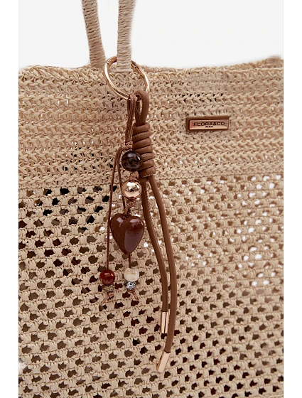 Velká Pletená Nákupní Taška s Světle Béžová model 22111680 - Flora&Co Velká Pletená Nákupní Taška s Světle Béžová model 22111680 - Flora&Co