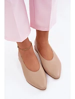Kožené baleríny na nízkém podpatku Béžové model 22133225 - Boto