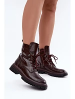 Dámske kožené pracovné topánky s bordovou podšívkou Amarelle