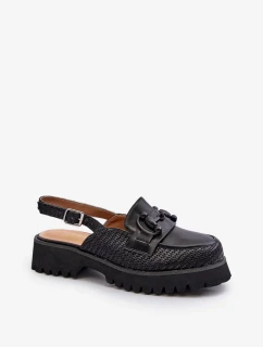 Dámske ploché sandále na podpätku s ozdobou Čierne D&A