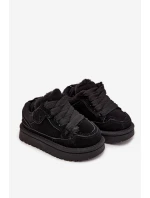 Detské zateplené tenisky s kožušinou Mireen - čierne
