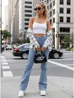 Dámske modré džínsy so širokými nohavicami FashionStreet UY2971