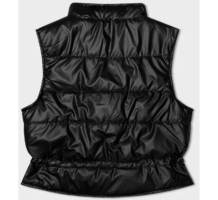 Krátke čierne dámske tielko s okrúhlym výstrihom S'West (B8178-1) Krátke čierne dámske tielko s okrúhlym výstrihom S'West (B8178-1)