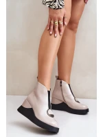 Lakované Boty Na Zateplené D&A Béžové model 21671901 - S.Barski